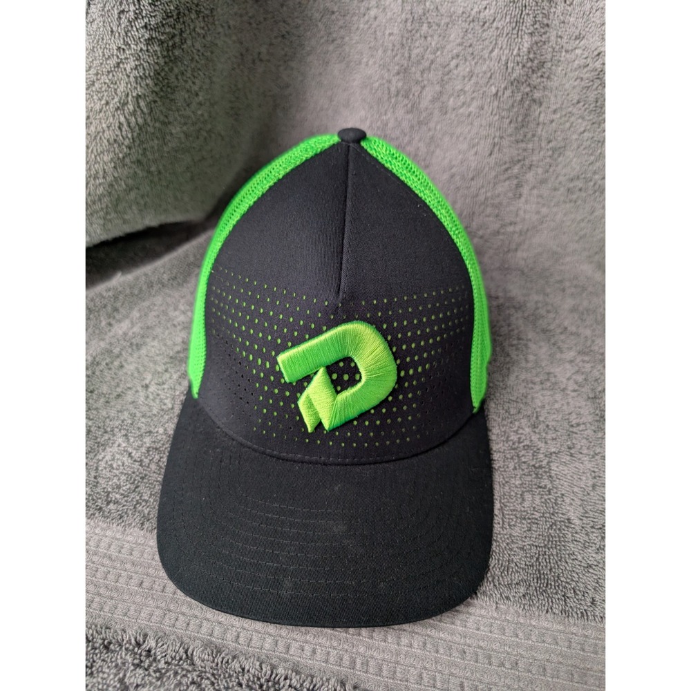 DeMarini Radiation Flexfit Baseball Hat Black‎ Neon Green S/M